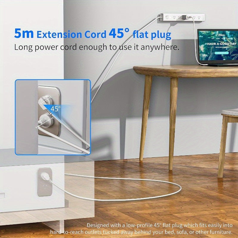 6-Outlet Powerboard with Surge Protection | 5m Extension Cord (2400W) by Snagg An Extension Cable