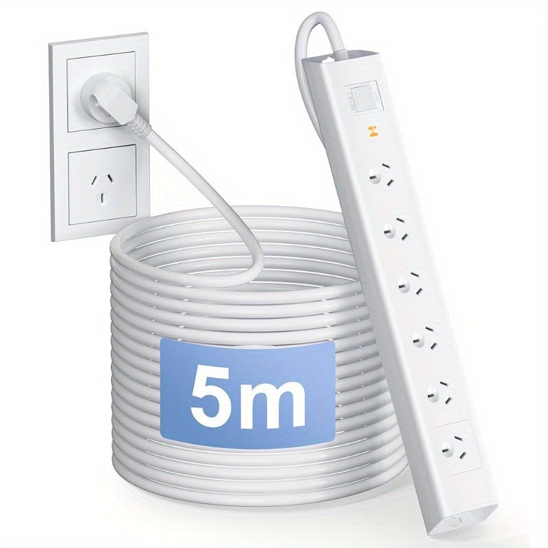 6-Outlet Powerboard with Surge Protection | 5m Extension Cord (2400W) by Snagg An Extension Cable