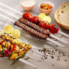 50PCS Stainless Steel Flat BBQ Skewers by Snagg A Skewer
