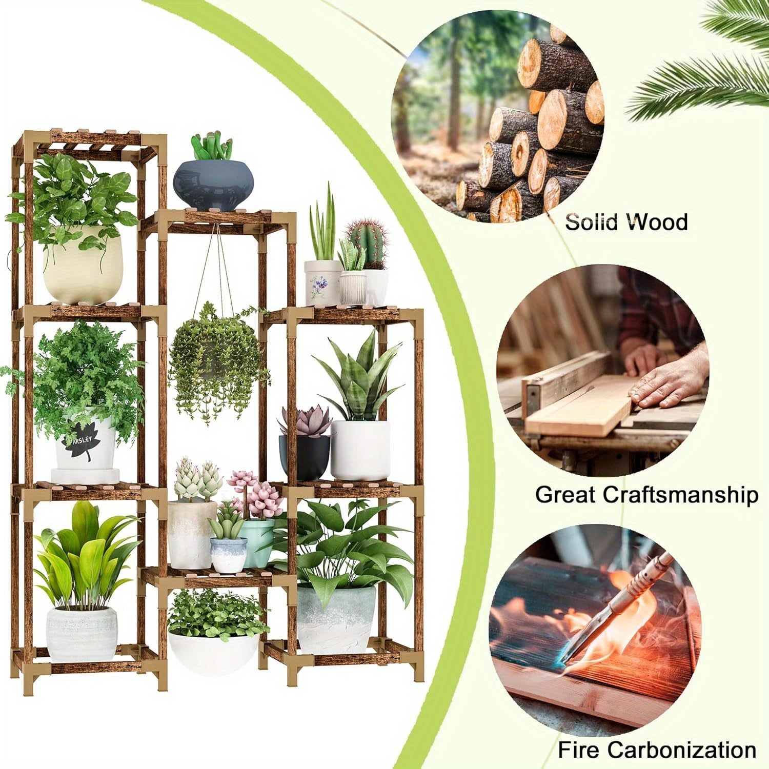 Large Tall Wooden Plant Shelf Rack by Snagg A Rack
