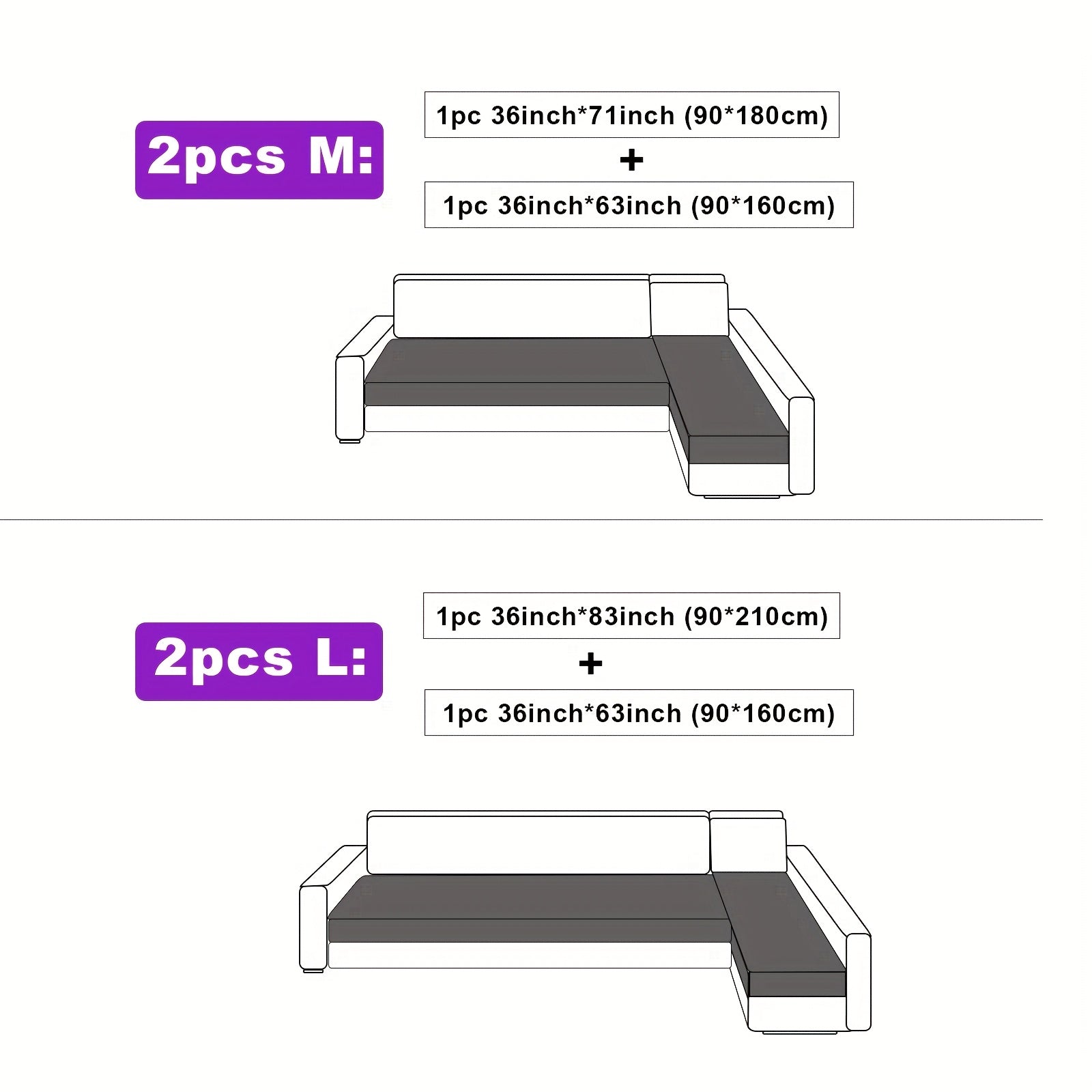 2pcs Yanmo Chenille L-Shaped Sofa Cover by Snagg A Sofa Cover