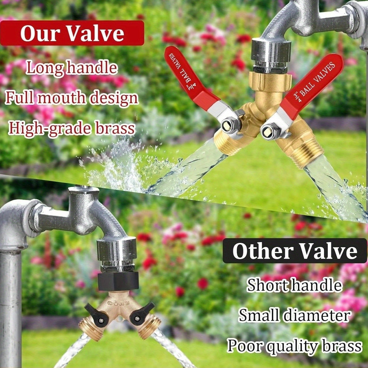 Brass Y-Valve Garden Hose Splitter – 3/4" by Snagg A Valve