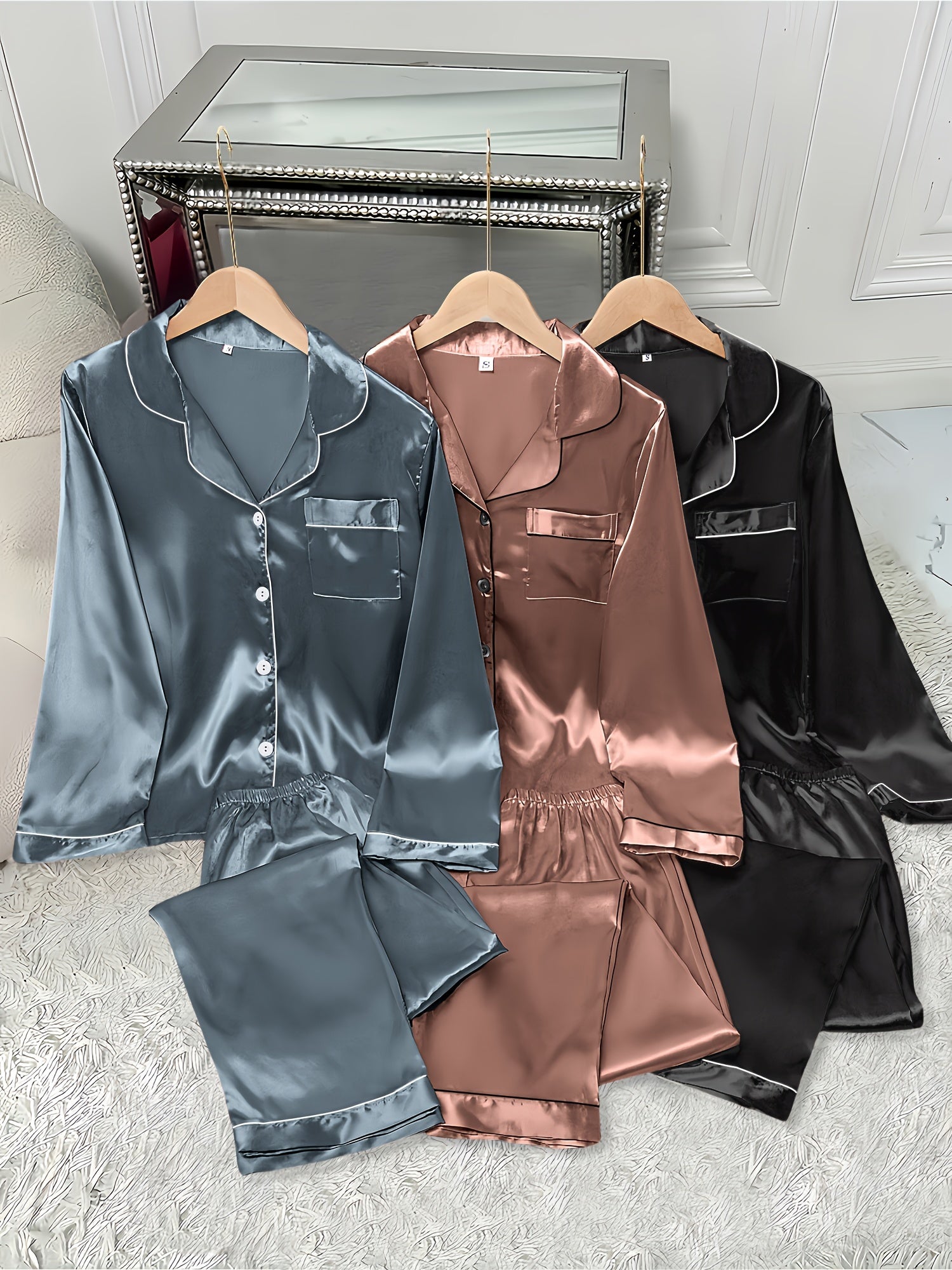 Women’s 3-Piece Satin Pajama Set by Snagg A Pajama