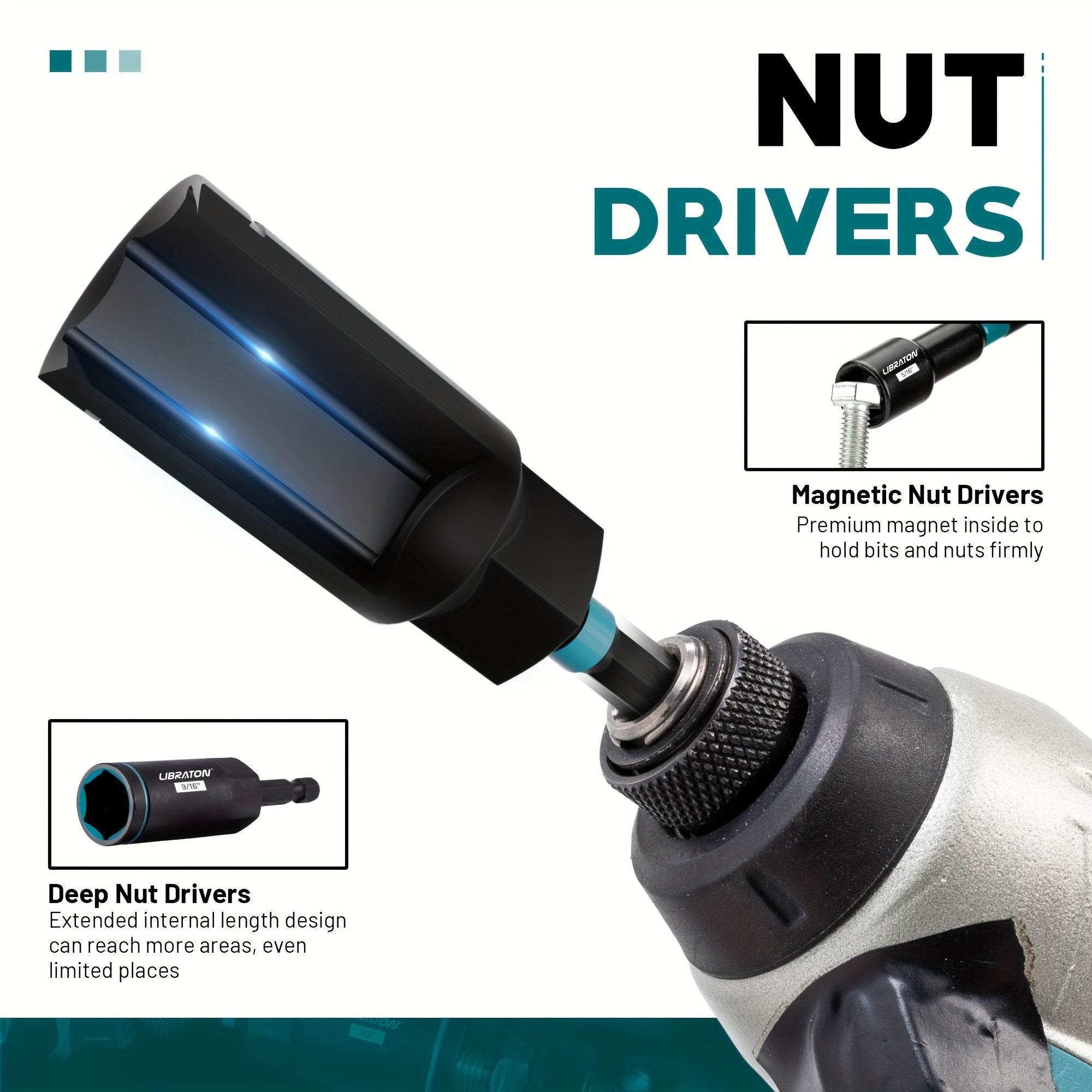 35pcs Magnetic & Deep Nut Driver Set - SnaggIt