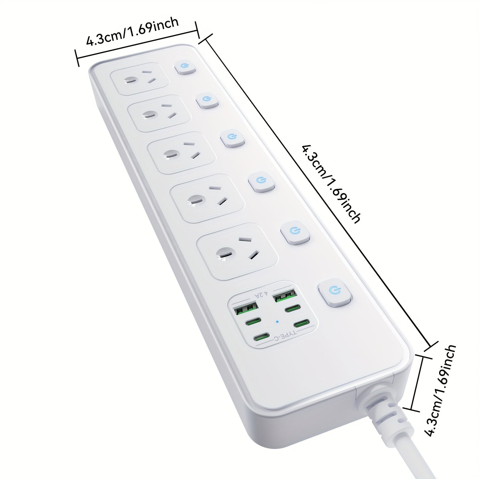 Powerboard with USB | 5 Outlets & 6 Fast Charging Ports (1.8m) by Snagg An Extension Cable