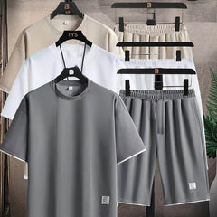 6pcs Waffle Men’s Pajama Set – Short Sleeve & Shorts Multi-Piece Homewear - SnaggIt