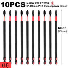 Impact Tough PH2 Phillips Screwdriver Bit Set – Magnetic S2 Steel Insert Driver Bits with Storage Case, 1"–6" Lengths