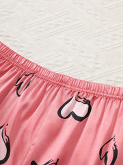 Women’s Love Print Satin – 3-Piece Pajama Set by Snagg A Pajama