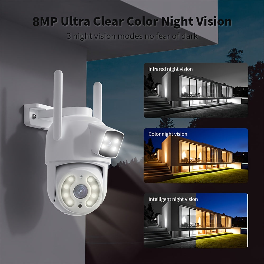2 Pack 8MP Dual Lens WiFi Security Cameras – Auto Tracking with Human Detection by Snagg An Outdoor Camera
