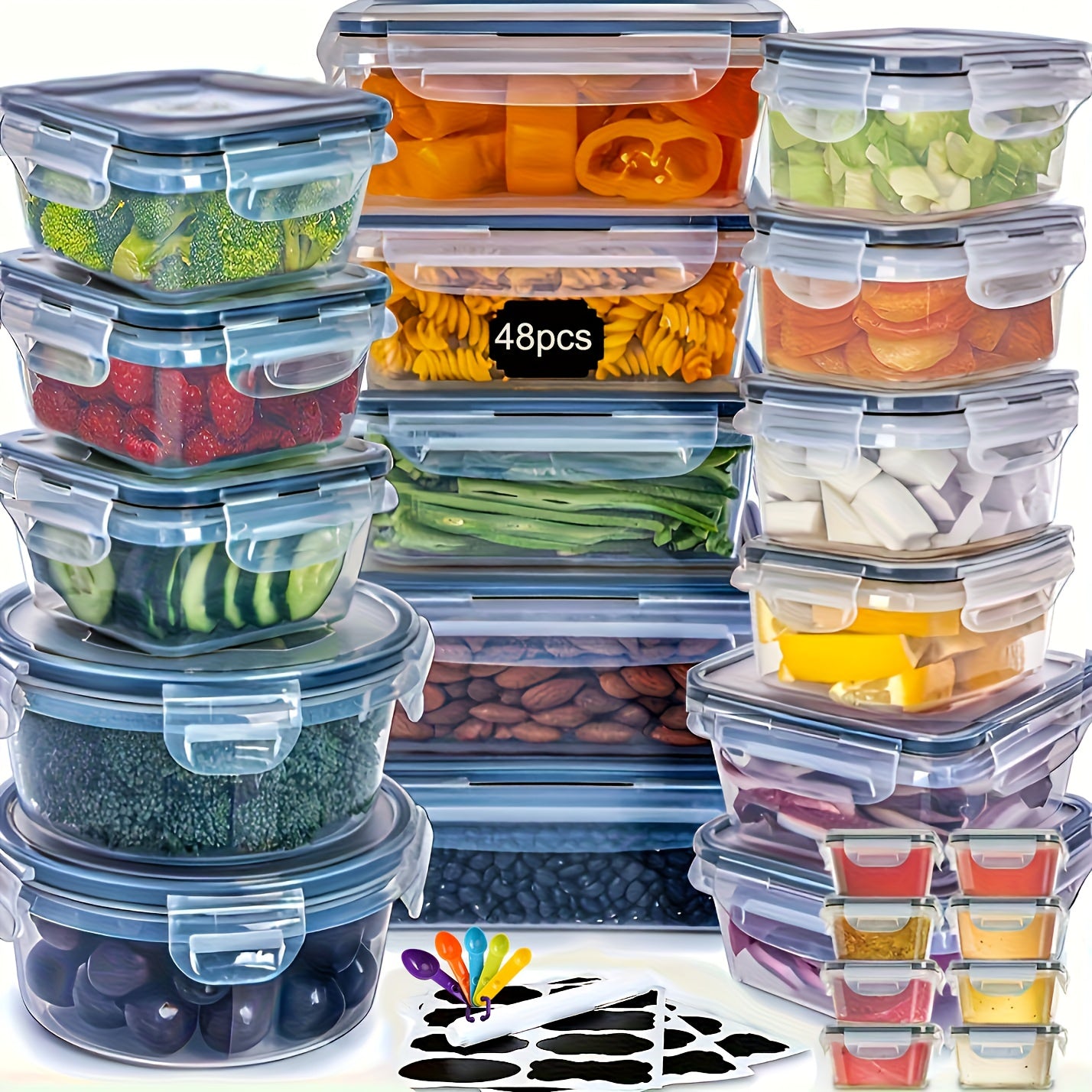 48pcs Airtight Food Storage Containers Set by Snagg A Container