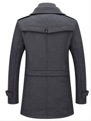 Men’s Elegant Double Collar Wool-Blend Trench Coat by Snagg A Coat
