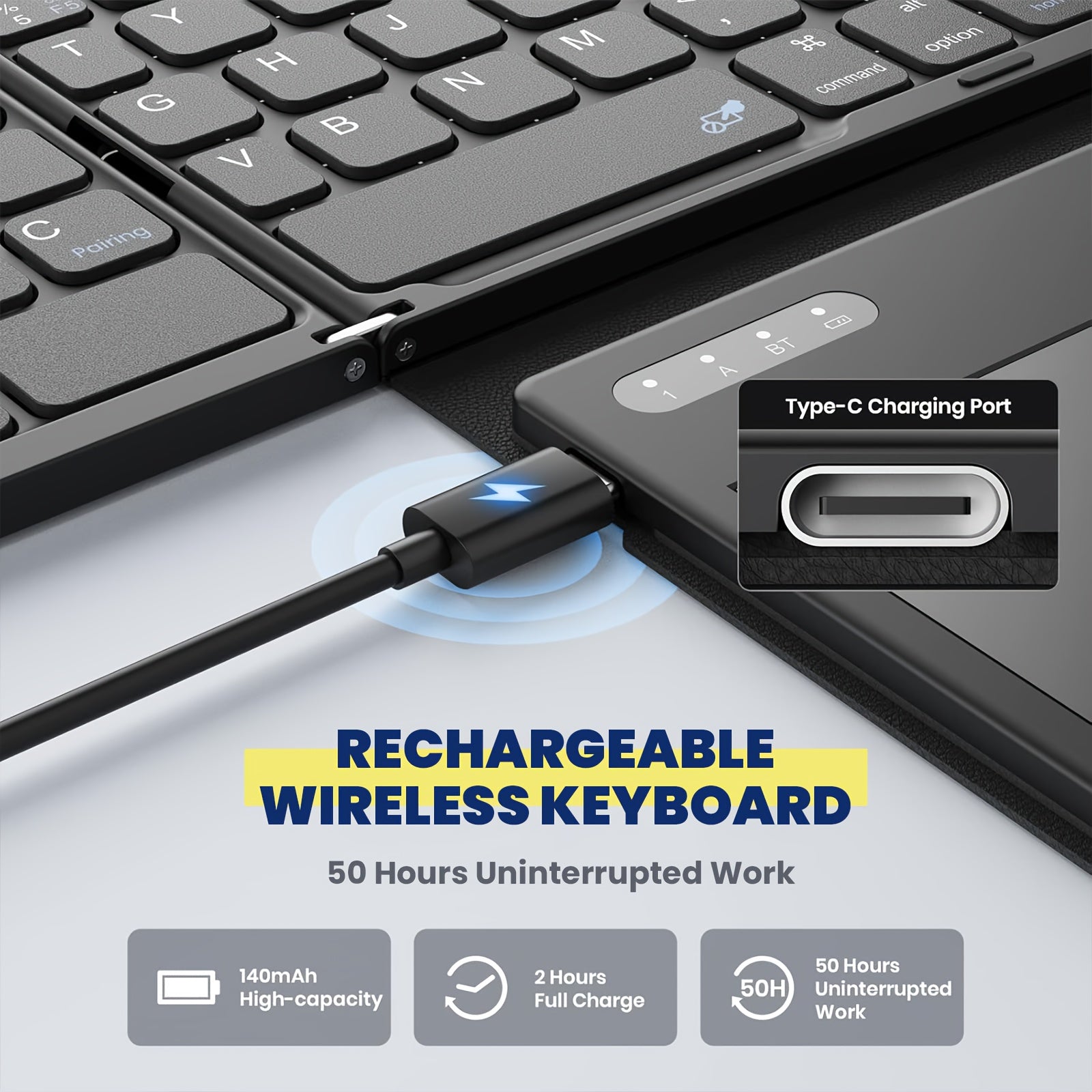 Portable Foldable BT Keyboard with Large Touchpad for Android, Windows, iOS, Mac, PC, Tablet, Phone by Snagg A Wireless Keyboard