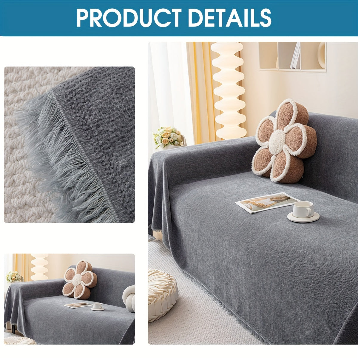 2pcs Chenille Sofa Covers Modern, Pet-Friendly & Double-Sided by Snagg A Sofa Cover