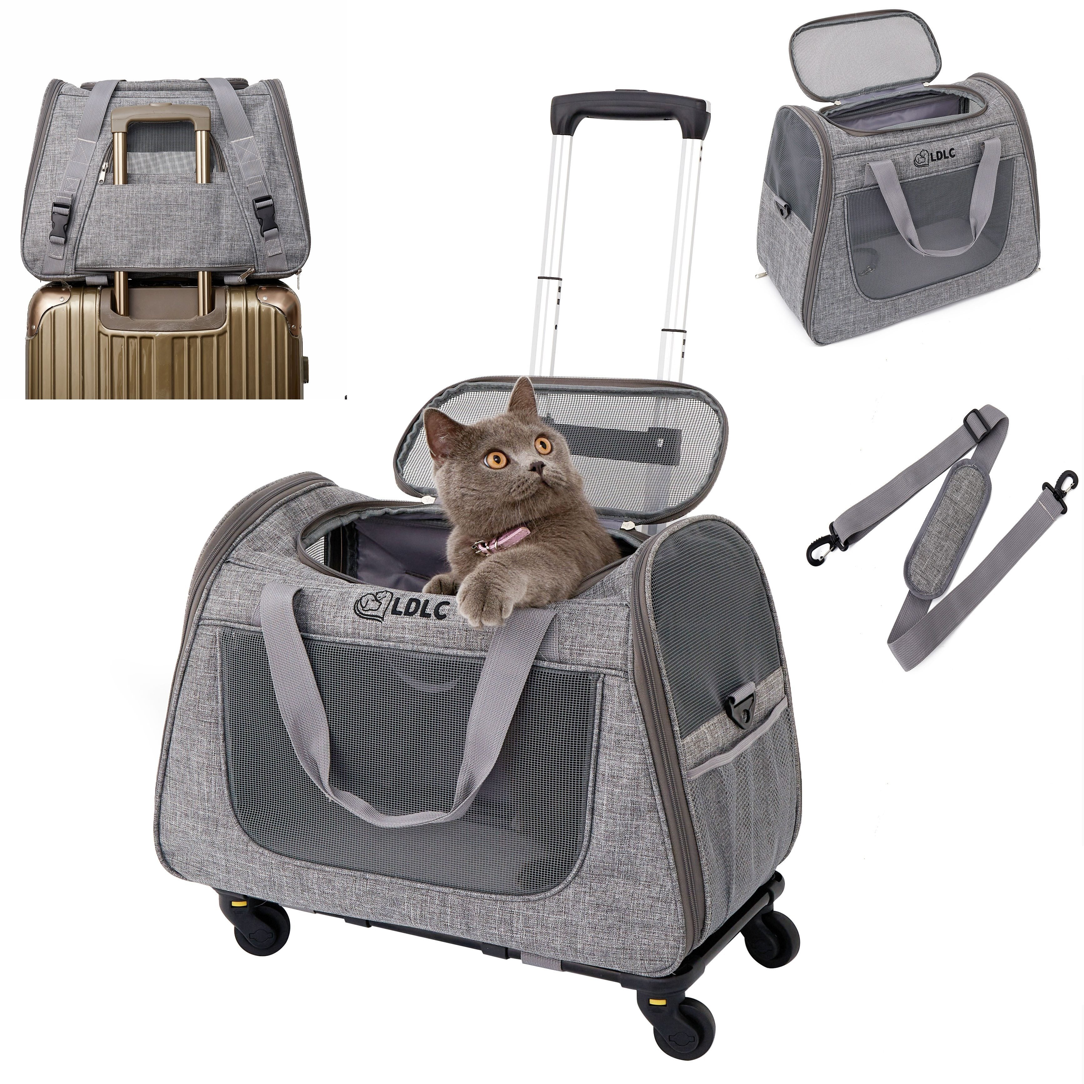 Portable Travel Pet Rolling Carrier with Detachable Handle & Wheels by Snagg A Pet Carrier