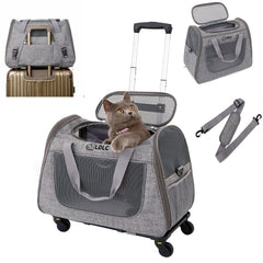 Portable Travel Pet Rolling Carrier with Detachable Handle & Wheels by Snagg A Pet Carrier