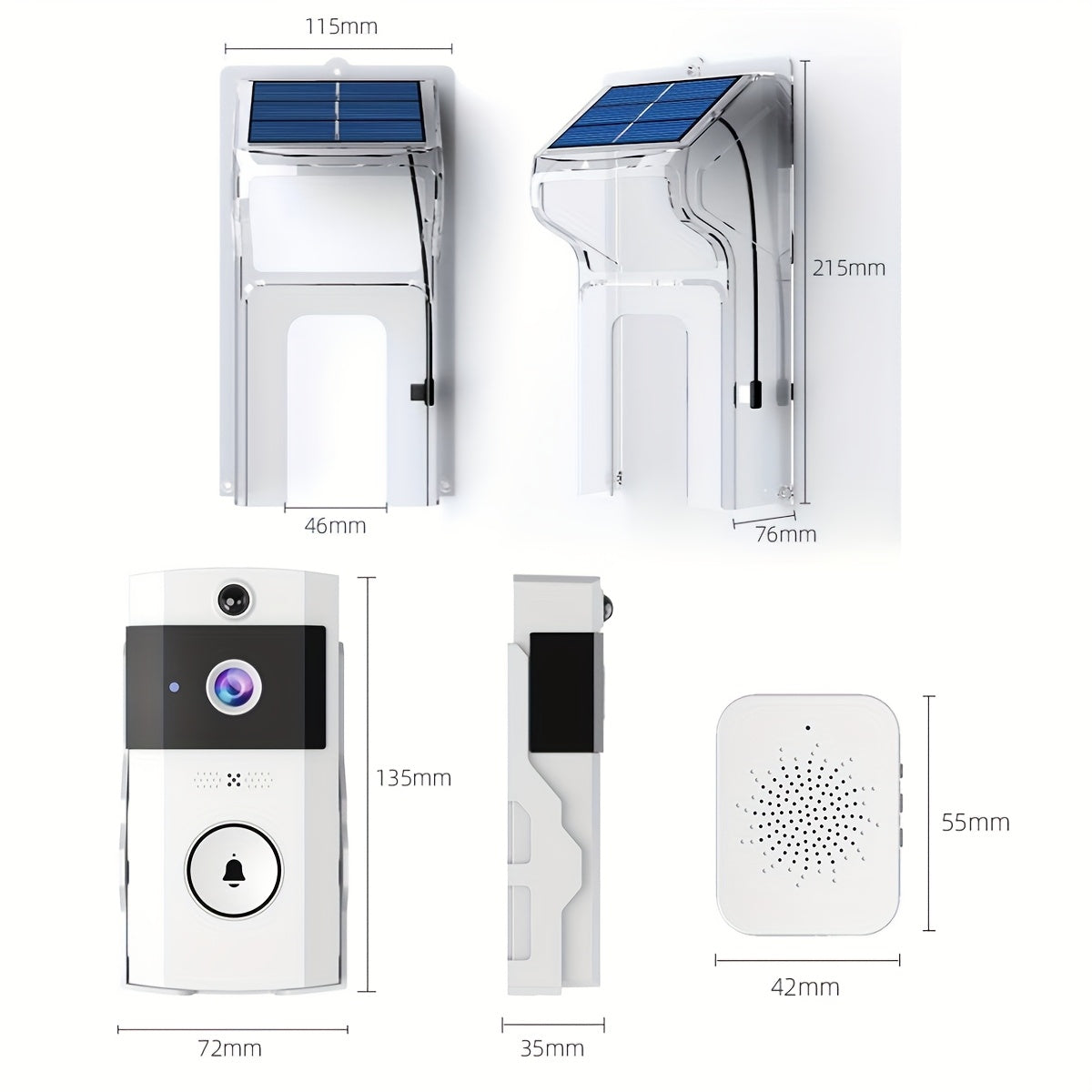 Wireless Solar Powered Video Doorbell HD Camera with Motion Detection by Snagg A Doorbell Camera