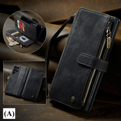 Flip Leather Wallet Case – for Samsung Galaxy S24 Series - A - Black / S24+ / PU leather + soft interior - Phone Cases