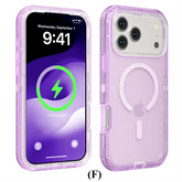 Rugged OTT Armor MagSafe Clear Case – for iPhone 14 Series - F - Gray Puprle / Phone Cases & Covers