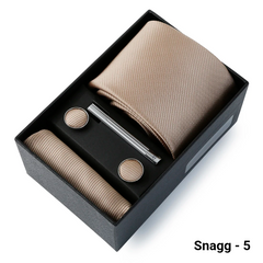 Luxury Men’s Tie Set Solid Colour Slim Necktie Hanky Cufflinks & Clip - Snagg - 5 - Others In Fashion