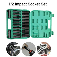 20 Pcs 1/2’’ Drive Hex Impact Socket Set — Deep Metric 8–32mm - 1set (20pcs) - Other Power Tools