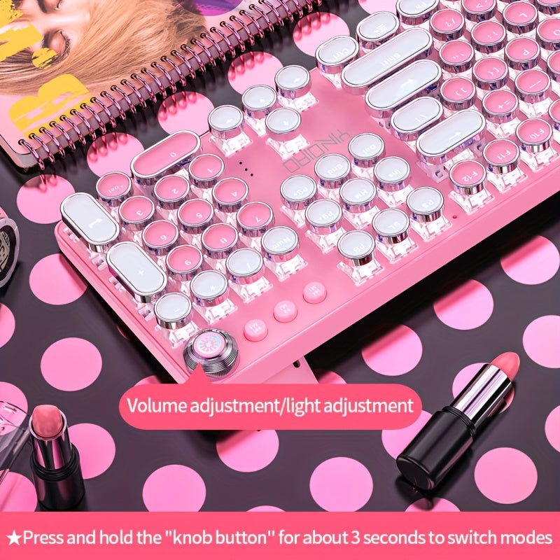 Pink Mechanical Keyboard – Retro Punk Keycaps with Blue Switches by Snagg A Keyboard