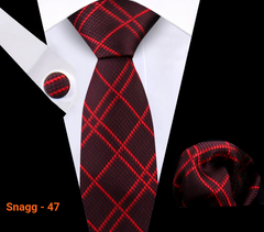 Classic Plaid Tie Set for Men - Necktie with Matching Pocket Square & Cufflinks - Snagg - 47 - Others In Fashion
