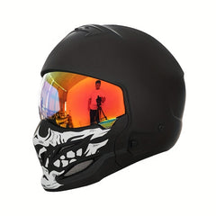 Vintage Matte Black Skull Design Motorcycle Helmet by Snagg A Motorcycle Helmet