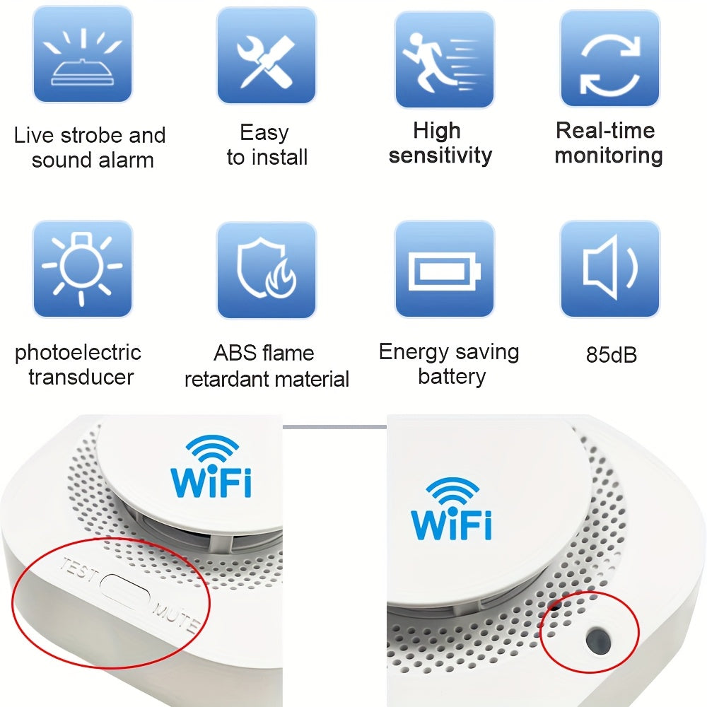 6 Pack Smart WiFi Smoke Detectors – Wireless Interconnected Fire Alarms with Voice Alerts by Snagg A Sensor Alarm