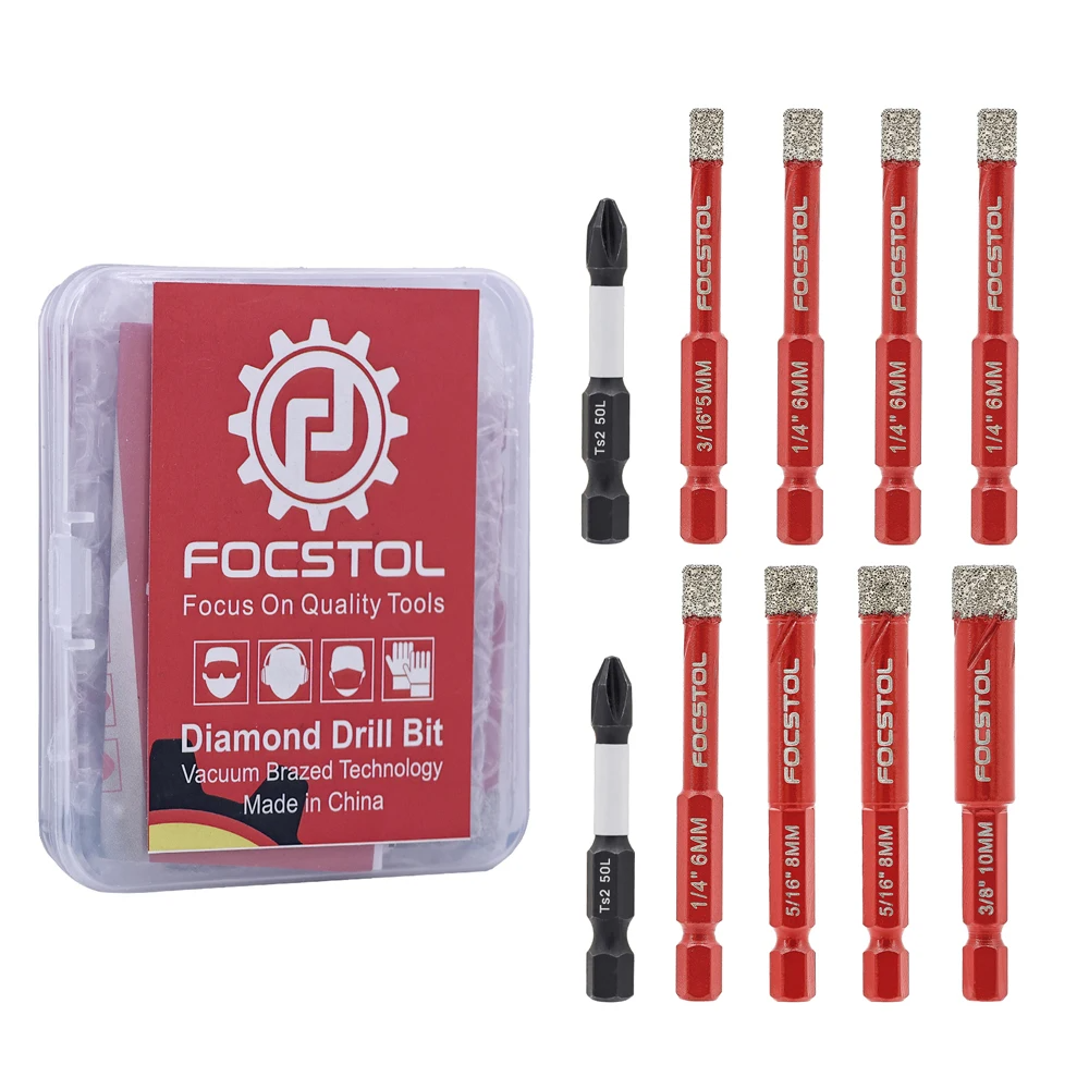 Quick-Connect Dry Drill Core Bit Set | Economy Phillips Spiral Carbide Bit for Tile Marble Granite