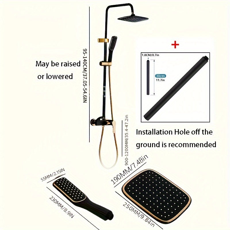 Vintage Gold & Black Shower System by Snagg A Shower Head