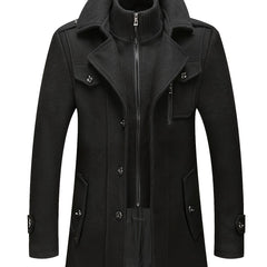 Men’s Elegant Double Collar Wool-Blend Trench Coat by Snagg A Coat