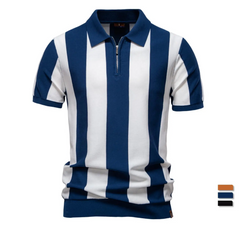 Men's Striped Contrast Panel Polo | 2026 Summer Social Casual Essential