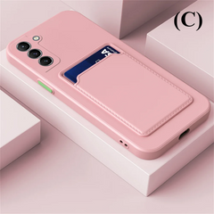TPU Soft Silicone Card Slot Wallet Case – for Samsung Galaxy S23 Series - C - Pink / For Plus - Phone Cases & Covers