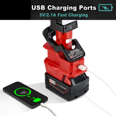 2400LM Cordless LED Work Light for Milwaukee M18 18V Battery