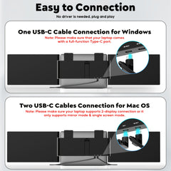 Triple Laptop Screen Extender 14" FHD 1080P Dual Display