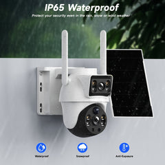 2 Pack 8MP Dual-Lens Solar Powered WiFi Security Cameras by Snagg An Outdoor Camera