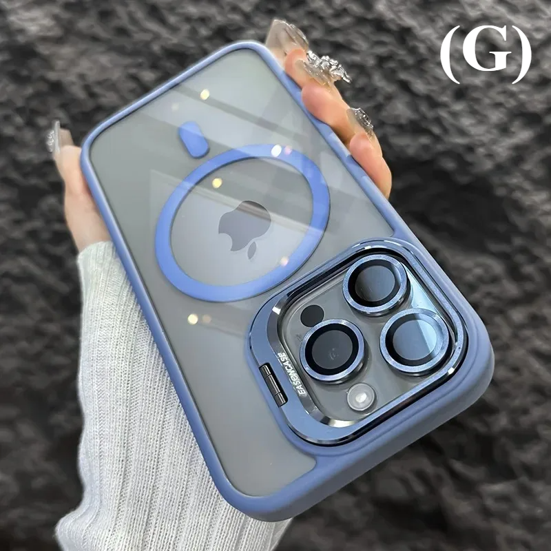 Luxury Magnetic Shockproof Full-Coverage Case - for iPhone 14 Series - G - Light Blue / For - Phone Cases & Covers