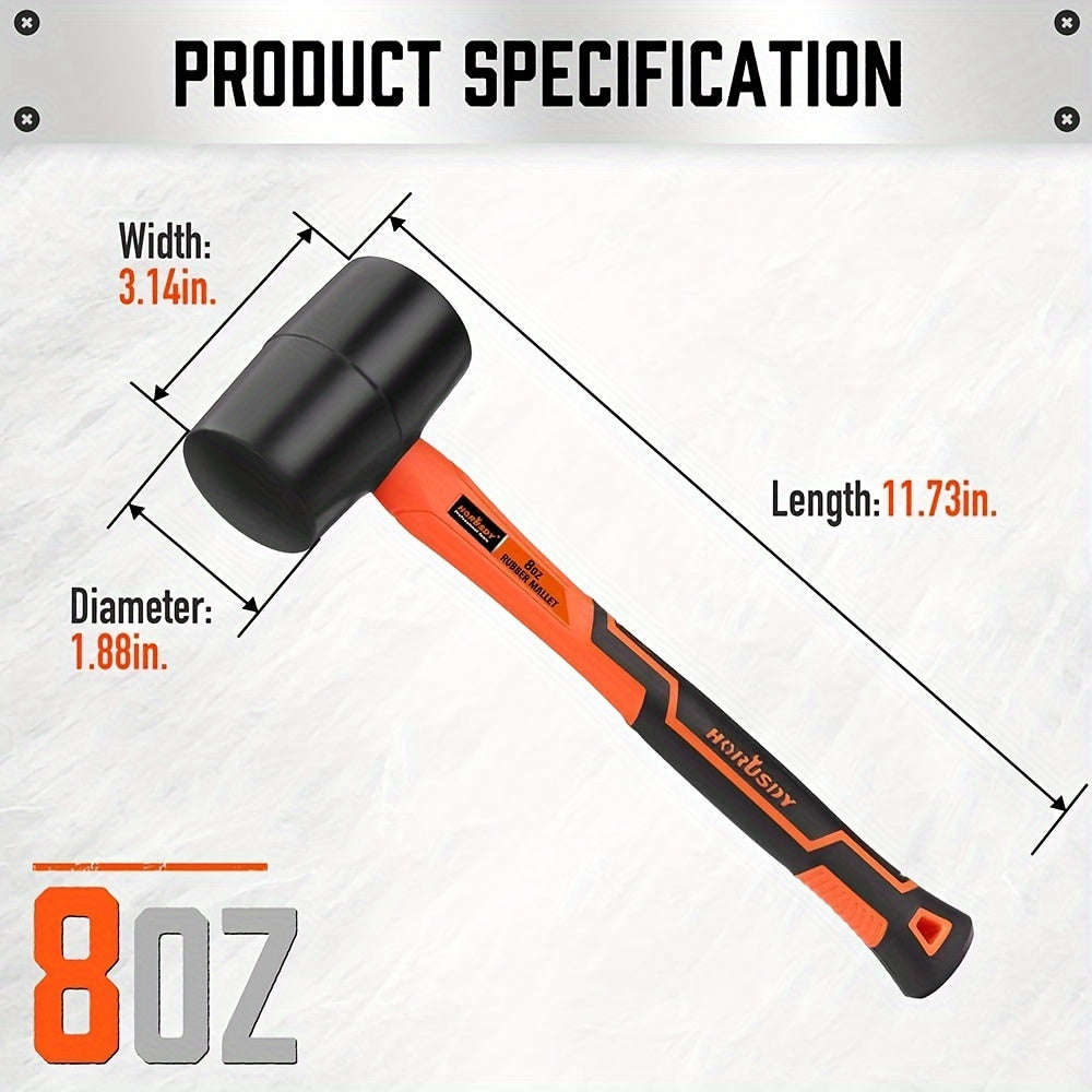 2 Pcs Rubber Mallet Hammer Set - 8oz & 16oz - General Hand Tools