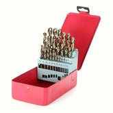 25 Piece M35 Cobalt Drill Bit Set — 1.0–13.0mm HSS-Co Twist Bits - 25pcs - Power Tools Gadget