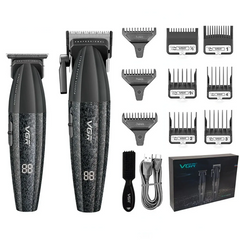 Professional Barber Combo V-640 – 9000 RPM Master Clipper & DLC Precision Trimmer Set with Sturdy Metal Construction