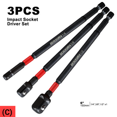 Impact Socket Adapter Set – 1/4", 3/8", 1/2" Drive with Extension Bit & Holder for Power Drill to High-Torque Impact Wrench