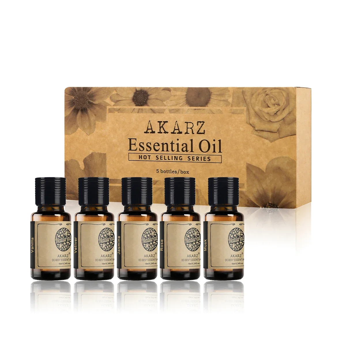 5 Bottles Signature Essential Oil Collection – 100% Pure 10ml Botanical Set for Diffusion, Skin Care & Artisanal Crafting