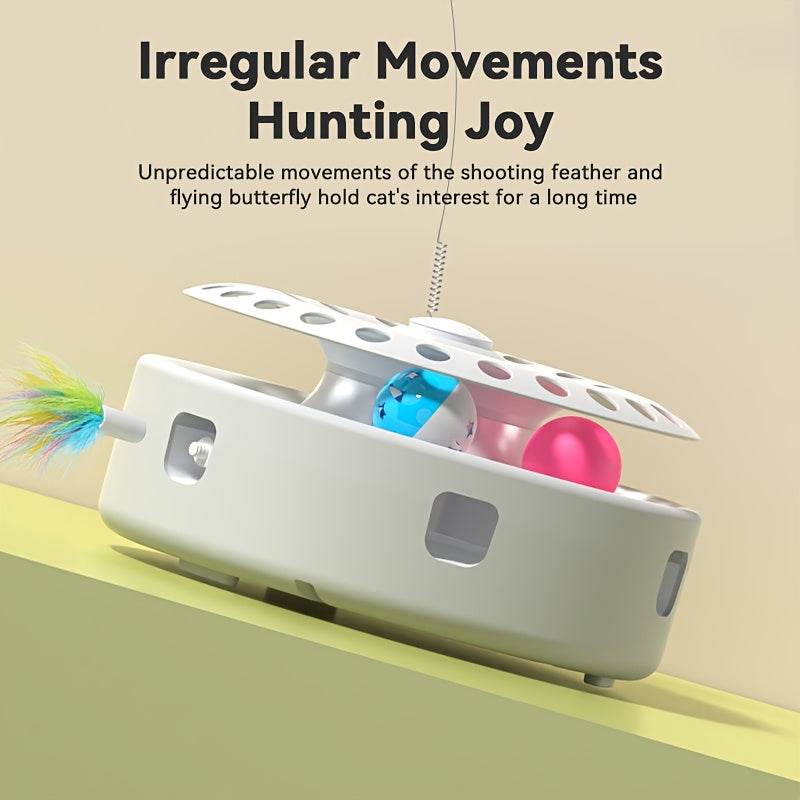 3-in-1 Automatic Cat Toy – Butterfly, Feather & Track Balls - SnaggIt