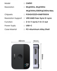 HDMI 2.1 Switch 8K@60Hz 2-in-1-Out Manual Selector for PS5, Xbox Series X, TV, Monitor & Projector by Snagg An HDMI Switch