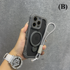 Wristband Lanyard Magsafe Magnetic Case - For iPhone 15 Series - B - Gray / Pro - Phone Cases & Covers