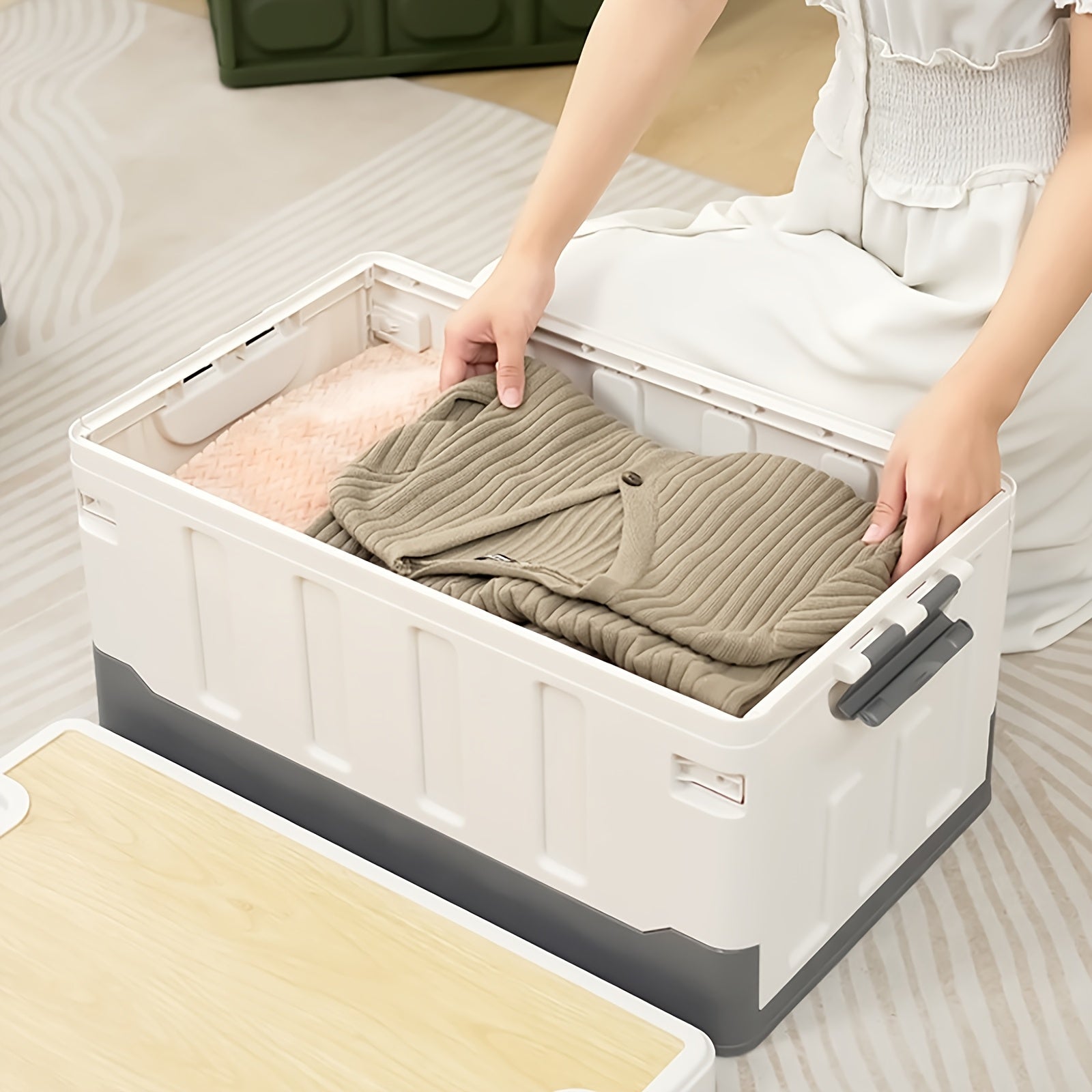 60L Collapsible Car Trunk Storage Bin with Lid by Snagg A Storage Box