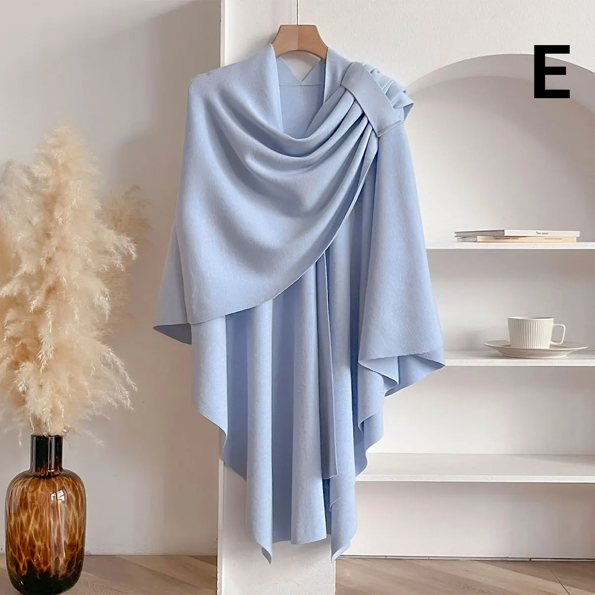 Women’s Double Sided Winter Poncho - E - Blue - Others In Fashion