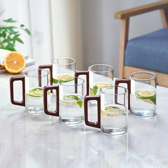 Glass Cup Set With Wooden Handle 4 Or 6 Pack Home Tea Cups by Snagg A Cup