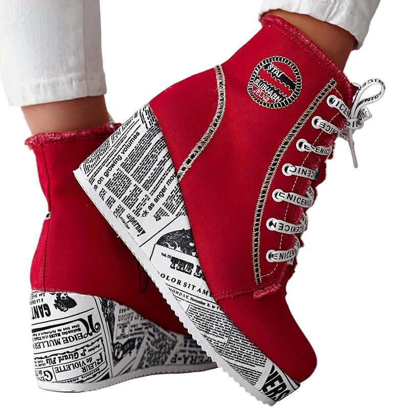 Women’s Solid Color Denim Lace-Up Boots by Snagg A Shoes