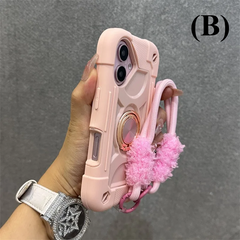 3 in 1 Heavy Duty Shockproof Case - for iPhone 16 Series - B - Pink / Plus - Phone Cases & Covers